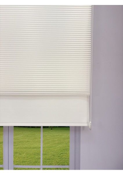 Luna Serisi Beyaz Tül Beyaz Stor Perde Işık Kontrollü, Çift Mekanizmalı, Kolay Montaj fiyatları