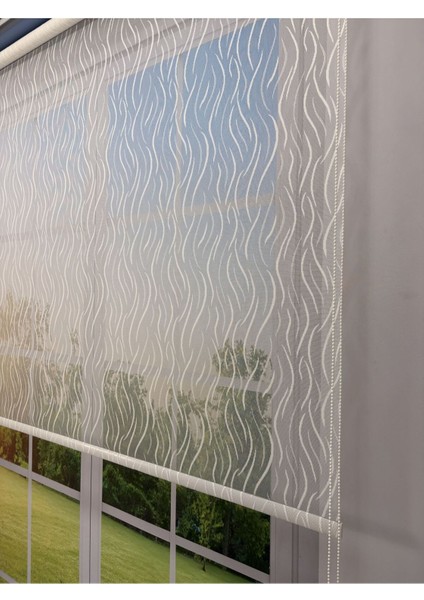 Eva Serisi – Su Yolu Desenli Çift Mekanizmalı Mavi Perde modelleri