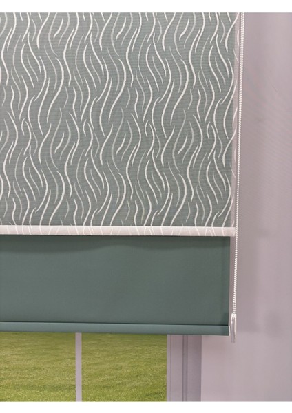 Eva Serisi – Su Yolu Desenli Çift Mekanizmalı Petrol Yeşili Perde