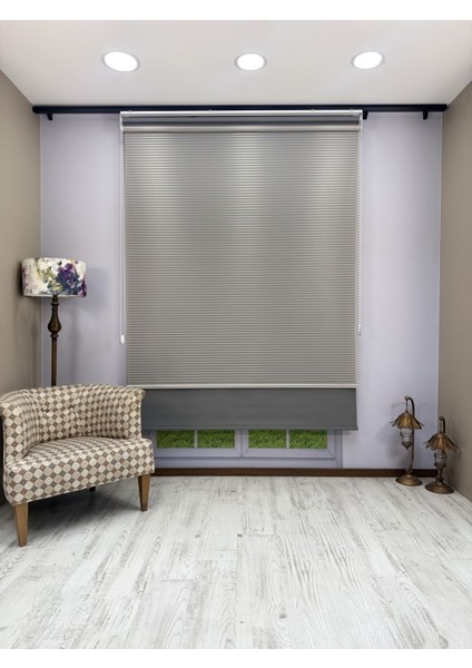 Luna Serisi Açık Gri Tül Antrasit Gri Stor Perde Işık Kontrollü, Çift Mekanizmalı, Kolay Montaj indirimleri