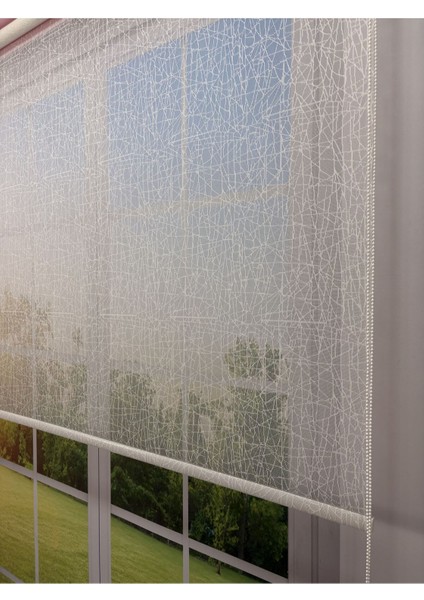 Olympos Serisi – Kırçıl Desenli Çift Mekanizmalı Beyaz Tül Pembe Stor Perde modelleri