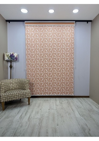 Nova Serisi – Üç Yaprak Desenli Çift Mekanizmalı Turuncu Perde indirimleri