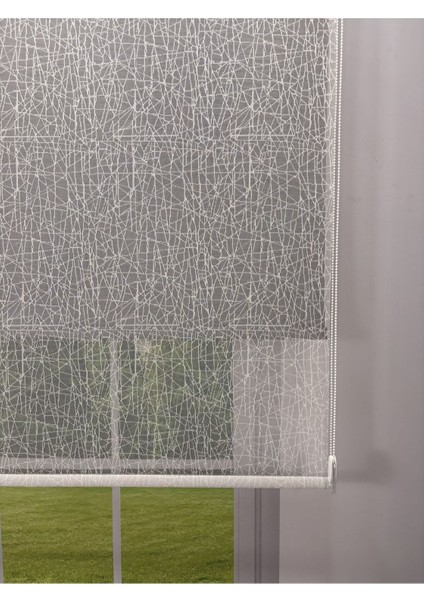 Olympos Serisi – Kırçıl Desenli Çift Mekanizmalı Beyaz Tül Antrasit Gri Stor Perde