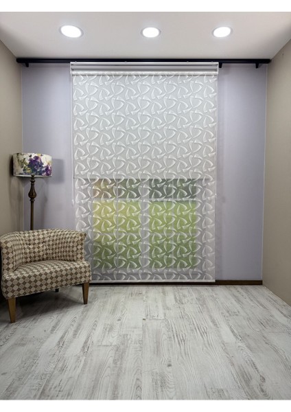 Nova Serisi – Üç Yaprak Desenli Çift Mekanizmalı Açık Gri Perde fırsatları