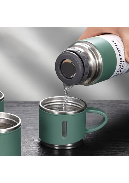 Paslanmaz Çelik 3 Bardaklı Termos 500 ml - Çanta Hediyeli - 12 Saat Sıcak Soğuk modelleri