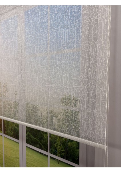 Olympos Serisi – Kırçıl Desenli Çift Mekanizmalı Beyaz Tül Antrasit Gri Stor Perde fiyatları