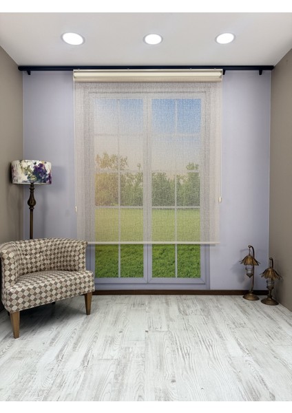 Olympos Serisi – Kırçıllı Desenli Çift Mekanizmalı Bej Tül Stor Krem Perde fırsatları