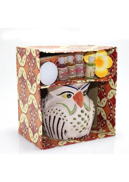 Seramik Baykuş'lu Buhurdanlık Seti No:02 ( Lisinya )