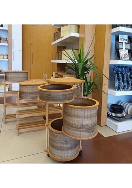 Ahşap Yuvarlak Tekerlekli Kahve Sebzelik 3 Katlı Yana Açılır Patates Soğan Sarımsak fiyatları