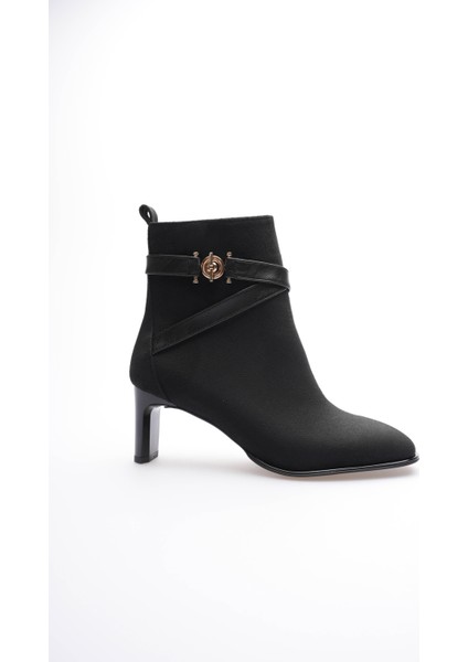 Kadın Süet Bot Lastikli Gold Aksesuarlı Siyah Esmira fiyatları