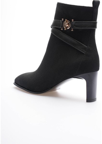 Kadın Süet Bot Lastikli Gold Aksesuarlı Siyah Esmira modelleri