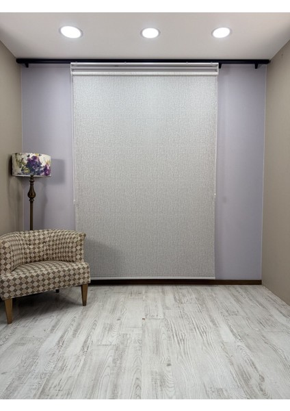 Olympos Serisi – Kırçıl Desenli Çift Mekanizmalı Beyaz Tül Açık Gri Stor Perde