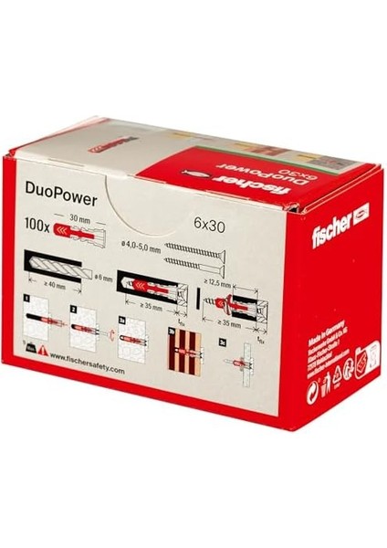 Duopower 6 x 30, Evrensel Dübel, Güçlü 2 Bileşenli Dübel,, Tuğla, Taş, Alçı Karton Vb. Sabitlemek Için Plastik Dübel, Vidasız, 100 Adet fiyatları