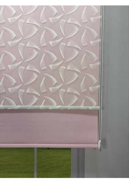 Nova Serisi – Üç Yaprak Desenli Çift Mekanizmalı Pembe Perde