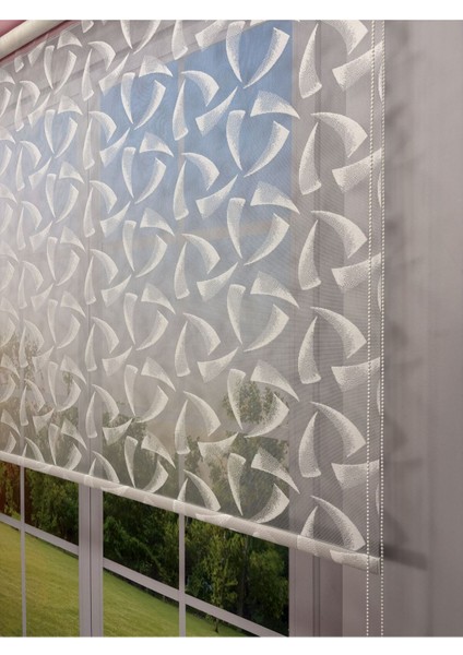 Nova Serisi – Üç Yaprak Desenli Çift Mekanizmalı Pembe Perde modelleri