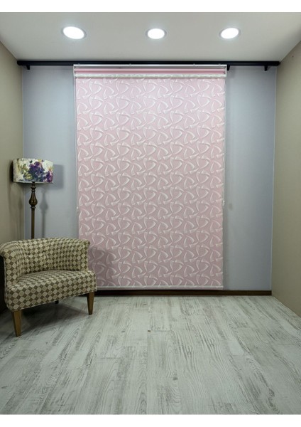 Nova Serisi – Üç Yaprak Desenli Çift Mekanizmalı Pembe Perde indirimleri