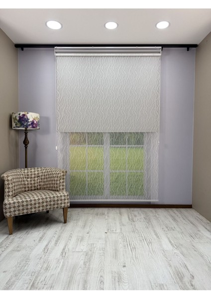 Eva Serisi – Su Yolu Desenli Çift Mekanizmalı Açık Gri Perde fiyatları