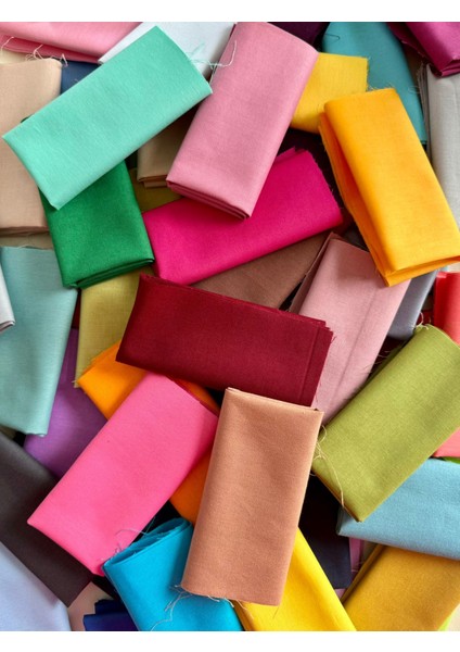 Renkli Düz %100 Pamuk Kumaş Seti – 15 Adet 20X20 Cm, Farklı Renklerle, Patchwork ve Dikiş Için modelleri
