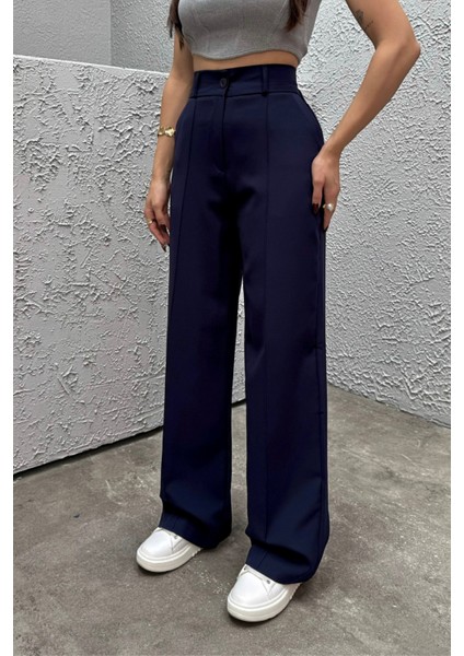 Kadın Yüksek Bel Likralı Geniş Paça Çımalı Pantolon fiyatları