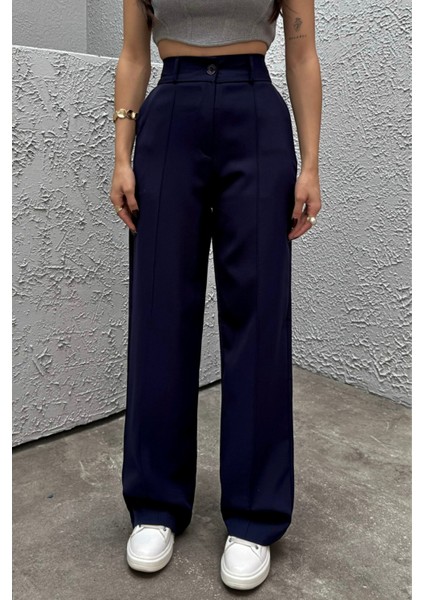 Kadın Yüksek Bel Likralı Geniş Paça Çımalı Pantolon fırsatları