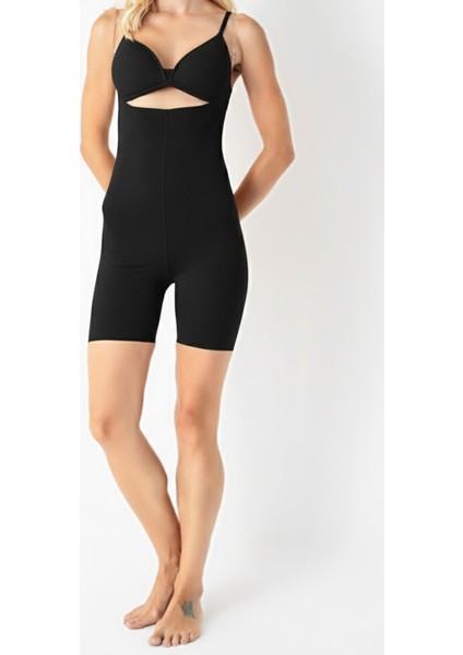 Kadın Siyah Renk Paçalı Boy Korse – Tam Vücut Toparlayıcı Şekillendirici Model C0T2N15