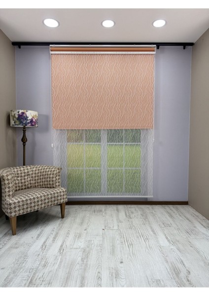 Eva Serisi – Su Yolu Desenli Çift Mekanizmalı Turuncu Perde modelleri