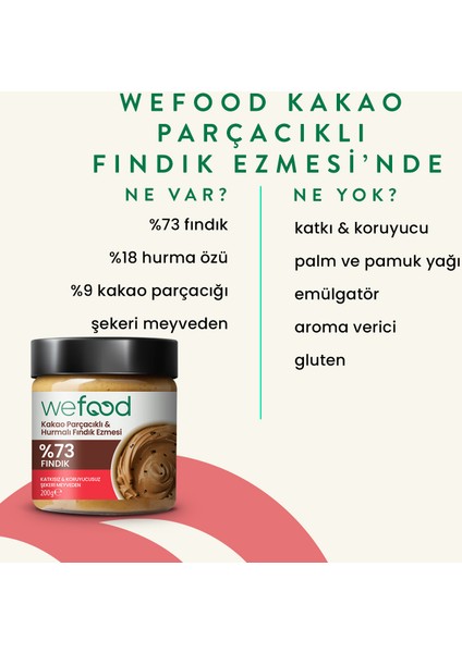 Kakao Parçacıklı Hurmalı Fındık Ezmesi 200 gr 3'lü modelleri