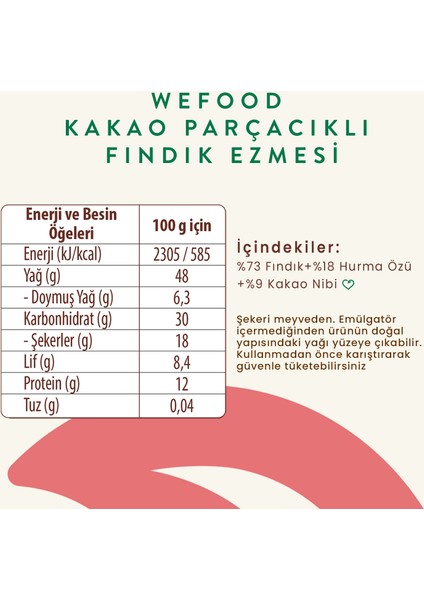 Kakao Parçacıklı Hurmalı Fındık Ezmesi 200 gr 3'lü indirimleri