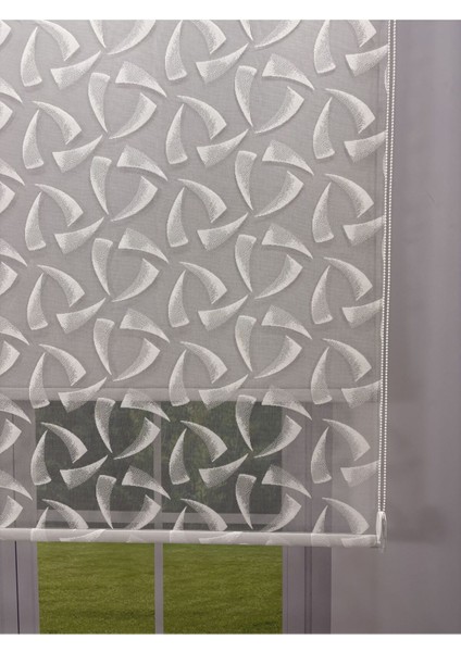 Nova Serisi – Üç Yaprak Desenli Çift Mekanizmalı Açık Gri Perde fiyatları