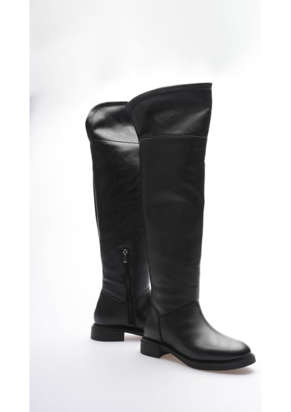 Kadın Dizüstü Çizme Yarım Fermuarlı Siyah Bihter fırsatları