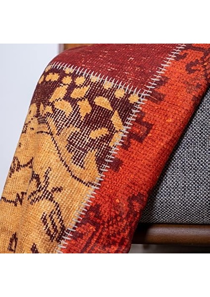 Concept Softmicro Koltuk Örtüsü | Çekyat Örtüsü | Koltuk Şalı | Etnik Desenli Patchwork Kaymaz | Kiremit 130X180 cm fiyatları