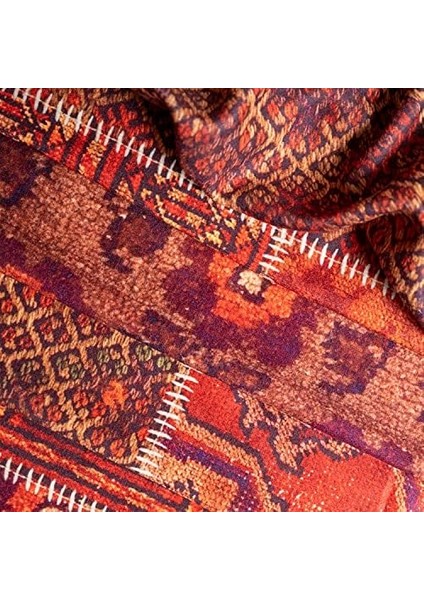Concept Softmicro Koltuk Örtüsü | Çekyat Örtüsü | Koltuk Şalı | Etnik Desenli Patchwork Kaymaz | Kiremit 130X180 cm modelleri