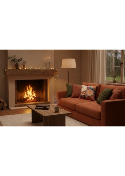 İçi Dolu Krep Örgü Üzerine Dijital Baskılı Kırlent 45x43 cm | Pembe Ağırlıklı Çiçekli Dekoratif Yastık