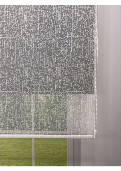 Olympos Serisi – Kırçıl Desenli Çift Mekanizmalı Beyaz Tül Siyah Stor Perde fiyatları