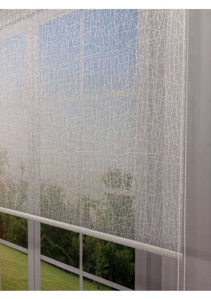 Olympos Serisi – Kırçıl Desenli Çift Mekanizmalı Beyaz Tül Siyah Stor Perde modelleri