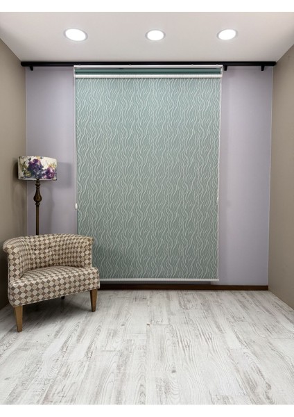 Eva Serisi – Su Yolu Desenli Çift Mekanizmalı Petrol Yeşili Perde