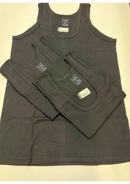 Erkek Ribana Atlet Siyah 3`lü %100 Pamuk