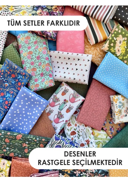 25’li Patchwork Kumaş Seti – 20×20 cm %100 Pamuk Eko-Saten – El Işleri Için Ideal Seçim fiyatları