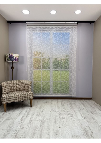 Eva Serisi – Su Yolu Desenli Çift Mekanizmalı Açık Gri Perde modelleri