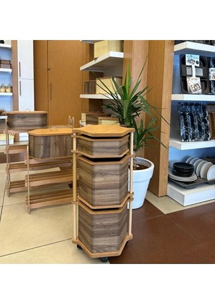 Ahşap Altıgen Tekerlekli Kahve Sebzelik 3 Katlı Yana Açılır Patates Soğan Sarımsak modelleri