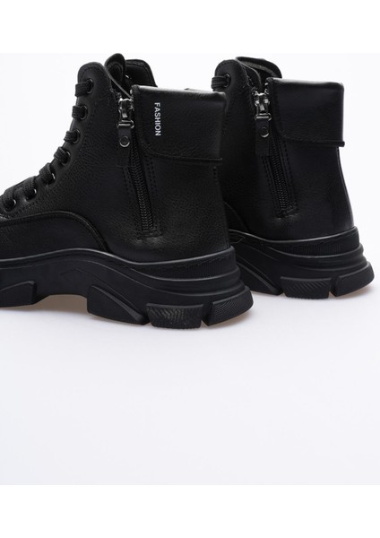Kadın Deri Bot Fermuarlı Siyah Corva modelleri