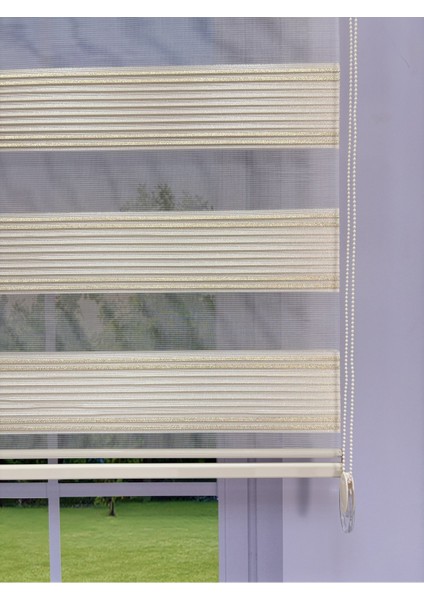 Anka Serisi Gold Simli Zebra Perde – Gündüz Gece Kullanım, Stor Mekanizmalı