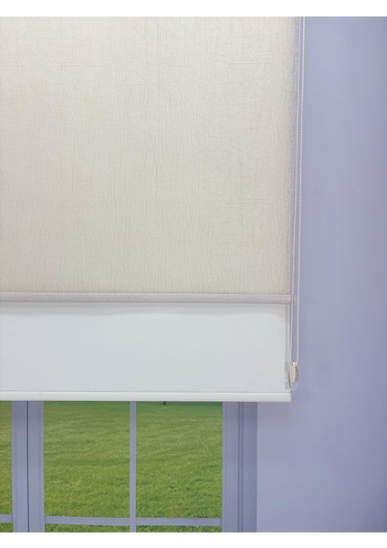 Olympos Serisi – Kırçıllı Desenli Çift Mekanizmalı Bej Tül Stor Krem Perde fiyatları