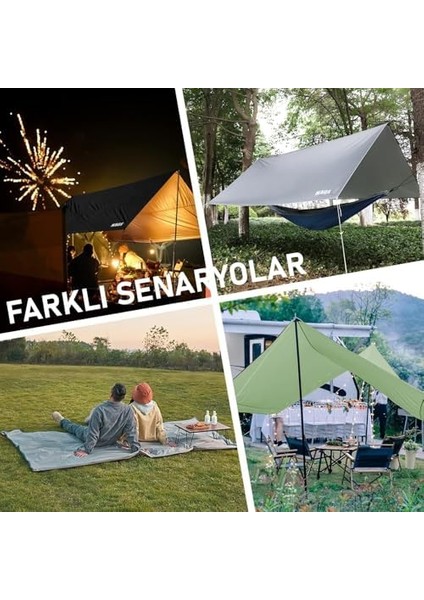 Su Geçirmez Tarp Tente Gölgelik Örtü, 4 Mevsim Taşınabilir Örtü Branda Çok Işlevli Açık Hava Kamp Seyahat Tente Branda Barınak Yağmurluk, Güneşlik Gölgelik Çadır 300X400 cm - Yeşil modelleri