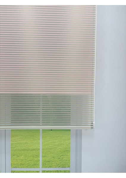 Luna Serisi Açık Gri Tül Pembe Stor Perde Işık Kontrollü, Çift Mekanizmalı, Kolay Montaj fiyatları