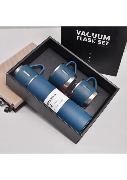 Paslanmaz Çelik 3 Bardaklı Termos 500 ml - Çanta Hediyeli - 12 Saat Sıcak Soğuk