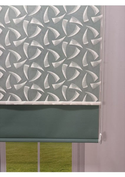 Nova Serisi – Üç Yaprak Desenli Çift Mekanizmalı Petrol Yeşili Perde