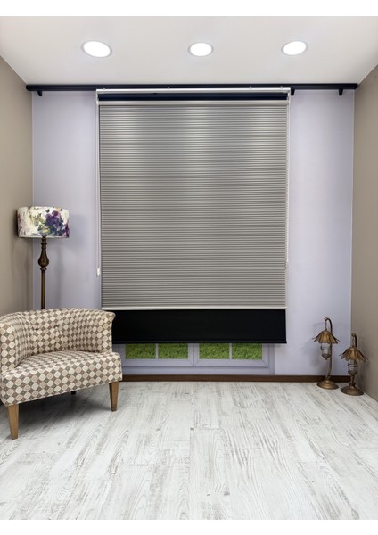 Luna Serisi Açık Gri Tül Siyah Stor Perde Işık Kontrollü, Çift Mekanizmalı, Kolay Montaj indirimleri