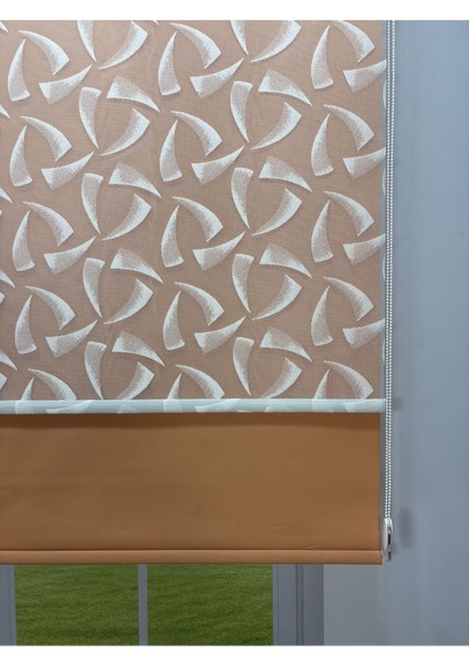 Nova Serisi – Üç Yaprak Desenli Çift Mekanizmalı Turuncu Perde