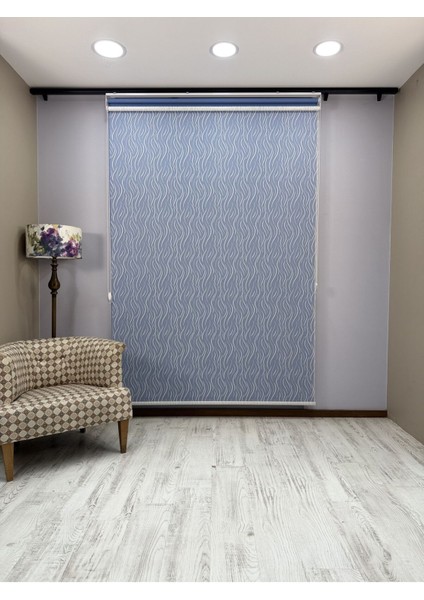 Eva Serisi – Su Yolu Desenli Çift Mekanizmalı Mavi Perde indirimleri